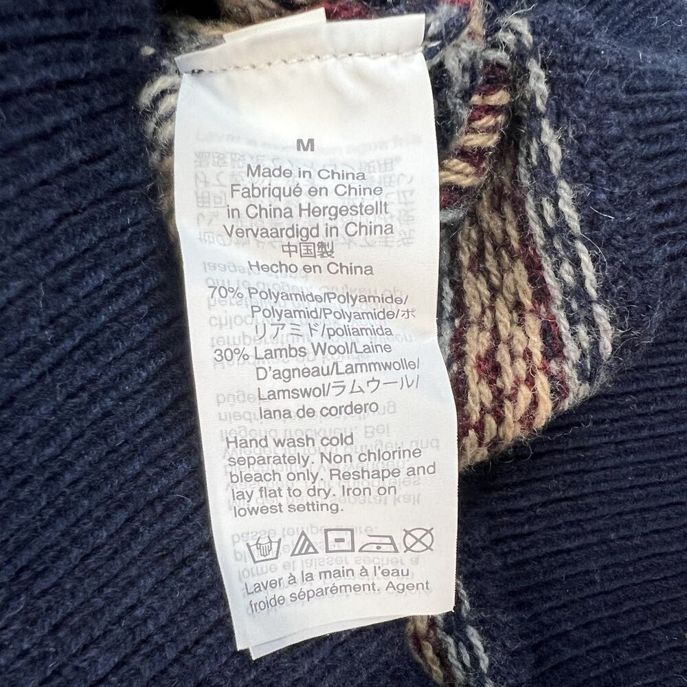 J Crew Mens Knit Crewneck Sweater Fair Isle Lambswool Blend Med Weight Sz Medium - Picture 5 of 14